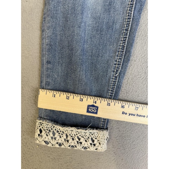 Vanilla Star Jeans Womens 15 Blue Mid Rise Skinny Lace Cuff Stretch Denim Casual - Picture 10 of 16